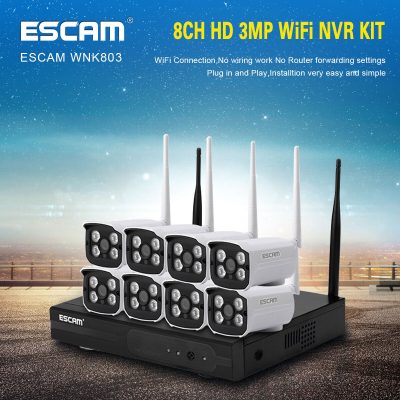 ESCAM WNK803 8CH 720P Wireless NVR Kit Outdoor IR WiFi IP Kamera